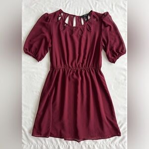 Forever 21 burgundy dress with cutout neckline detail (size M)